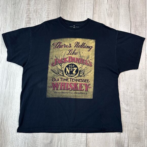 Jack Daniels Graphic T-shirt Black Men's 2XL Crew Neck 'Old Time Tennessee' Top - Picture 1 of 3